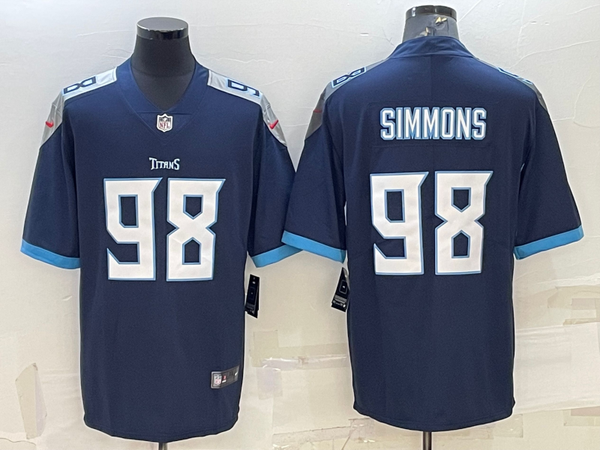 Men's Tennessee Titans Jeffery Simmons #98 Navy Game Jersey