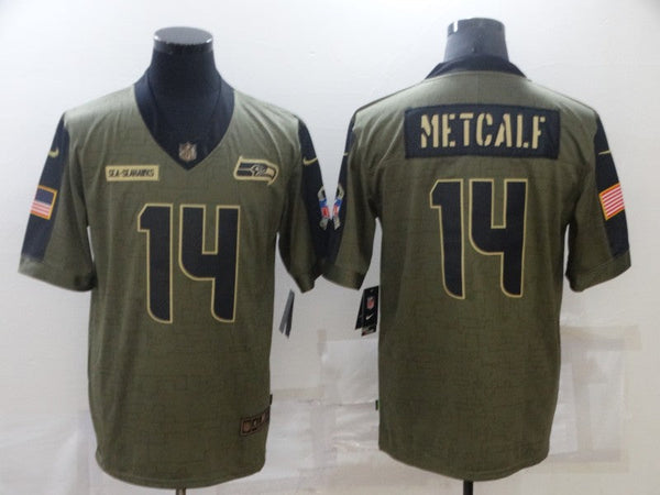 Men's Seattle Seahawks DK Metcalf #14 Brown Game Jersey