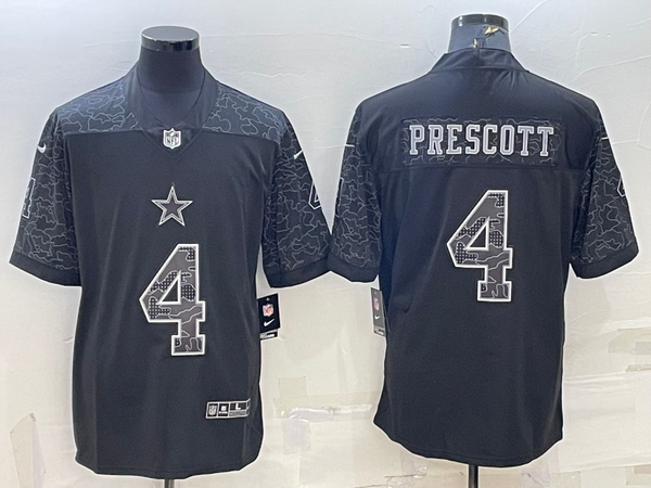 Men's Dallas Cowboys Dak Prescott #4 Black RFLCTV Limited Jersey