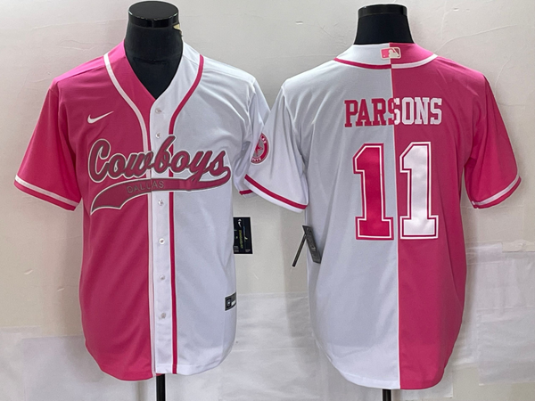 Men's Dallas Cowboys Micah Parsons #11 Pink/White Game Jersey Joint Edition