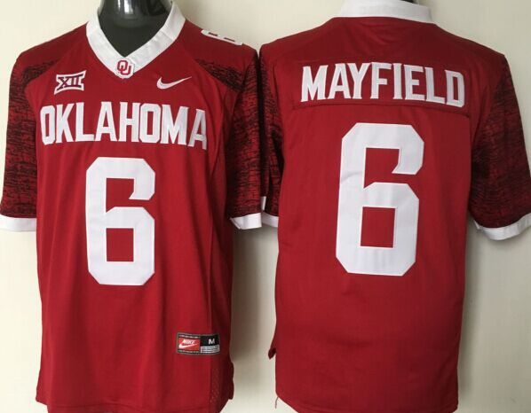 Men's Oklahoma Sooners Baker Mayfield #6 Crimson Player Game Jersey