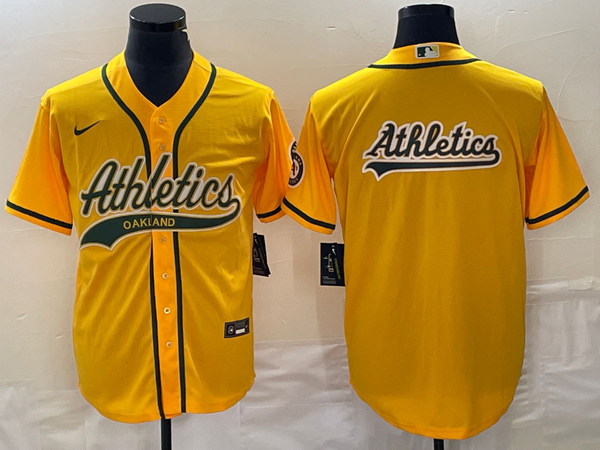 Men's Oakland Athletics Gold Replica Player Jersey Joint Edition