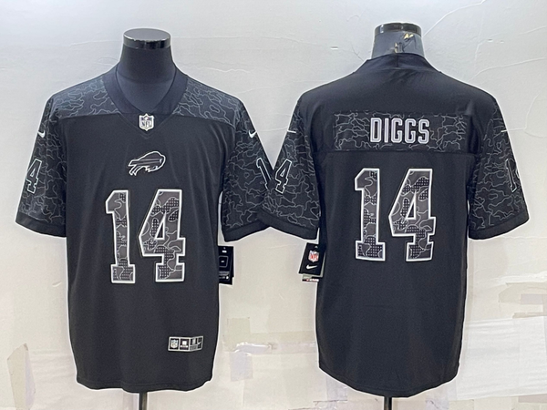 Men's Buffalo Bills Stefon Diggs #14 Black RFLCTV Limited Jersey