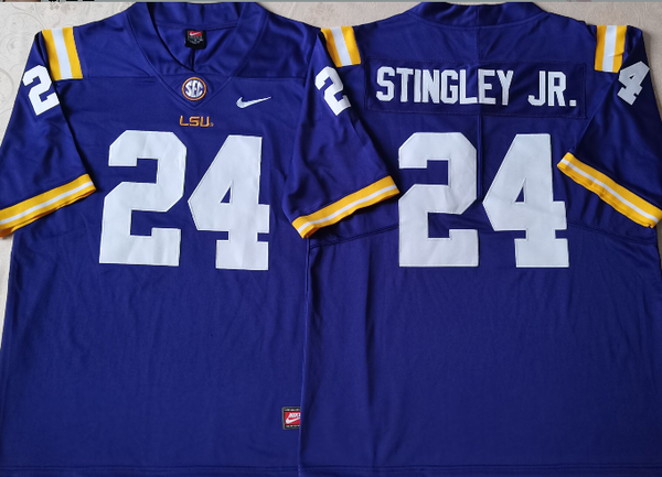 Men's LSU Tigers Clyde Derek Stingley Jr. #24 Purple Player Game Jersey