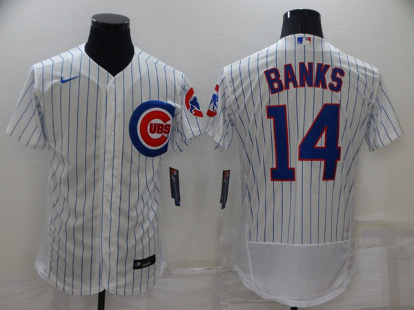 Men's Chicago Cubs Ernie Banks #14 White Replica Baseball Jersey