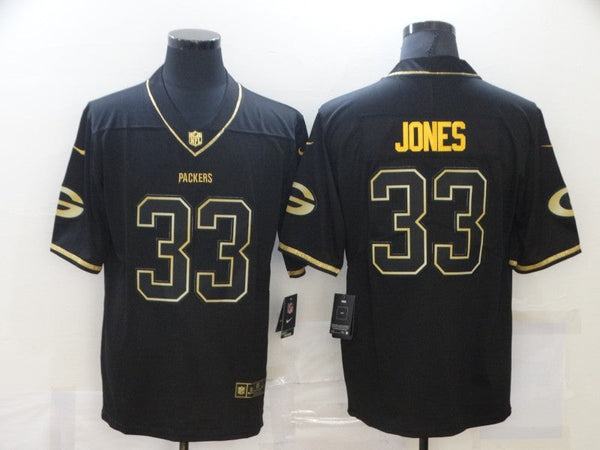 Men's Green Bay Packers Aaron Jones #33 Black Player Game Jersey