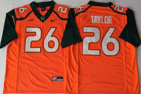 Men's Miami Hurricanes Sean Taylor #26 Orange Team Football game Jersey