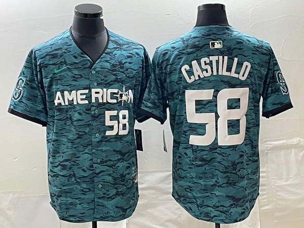 Men's American League Luis Castillo #58 Teal 2023 MLB All-Star Game Limited Jersey