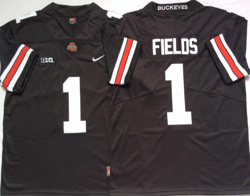 Men's Ohio State Buckeyes Justin Fields #1 Black Player Game Jersey