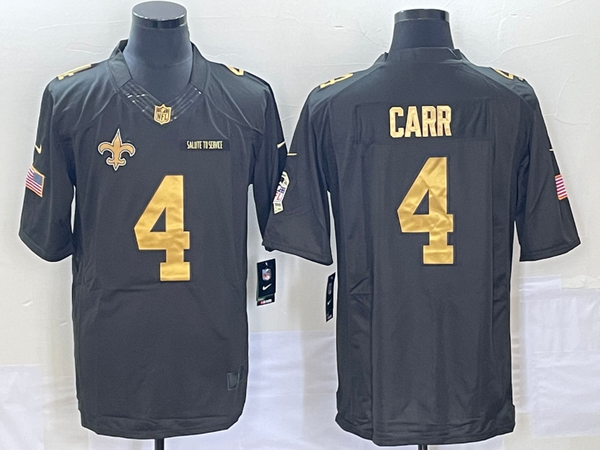 Men's New Orleans Saints #4 Derek Carr Black Game Player Jersey