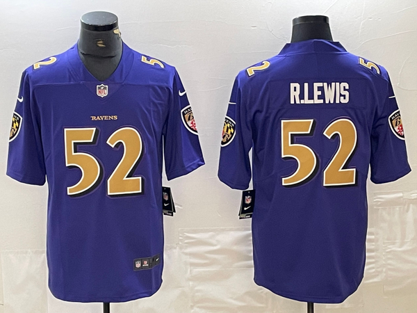 Men's Baltimore Ravens Ray Lewis #52 Purple Game Jersey