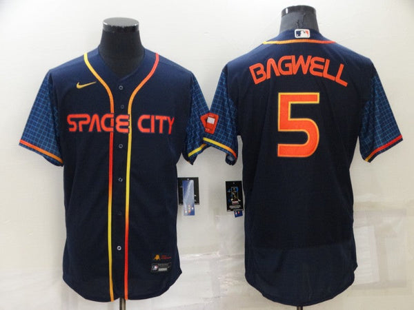 Men's Houston Astros Jeff Bagwell #5 Navy Space City Jersey