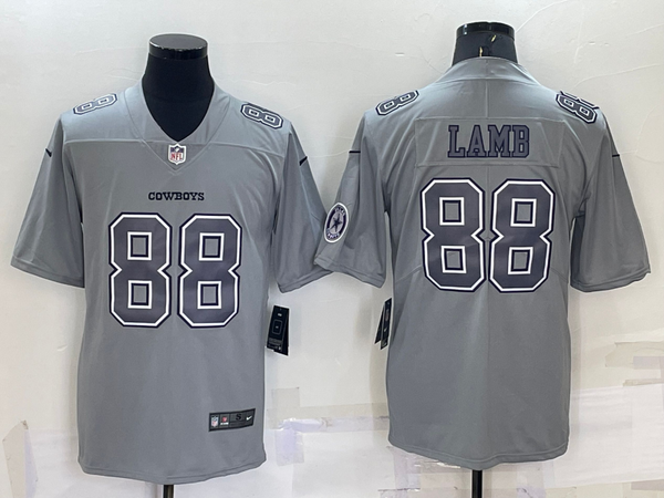 Men's Dallas Cowboys CeeDee Lamb #88 Gray Atmosphere Fashion Game Jersey