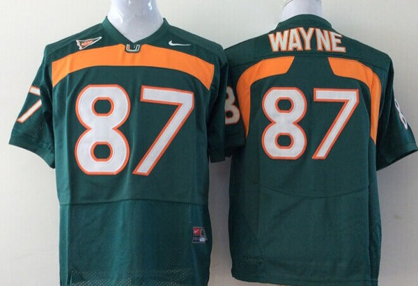 Men's Miami Hurricanes Reggie Wayne #87 Green Team Football Jersey