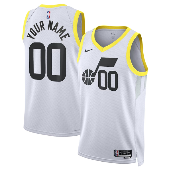 Men's Utah Jazz White Swingman Custom Jersey