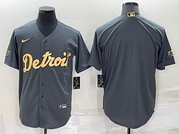 Men's Detroit Tigers Dark Gray Blank Replica Jersey