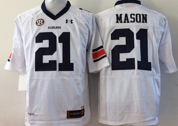 Men's Auburn Tigers Tre Mason #21 White Player Game Jersey