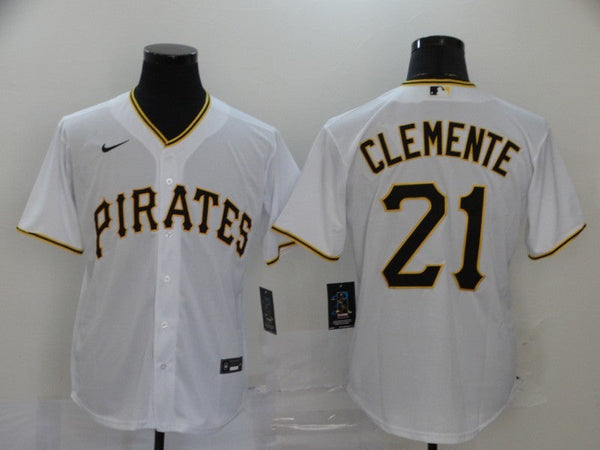 Men's Pittsburgh Pirates Roberto Clemente #21 White Replica Baseball Jersey