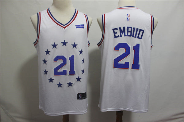 Men's Philadelphia 76ers Joel Embiid #21 White Replica Jersey