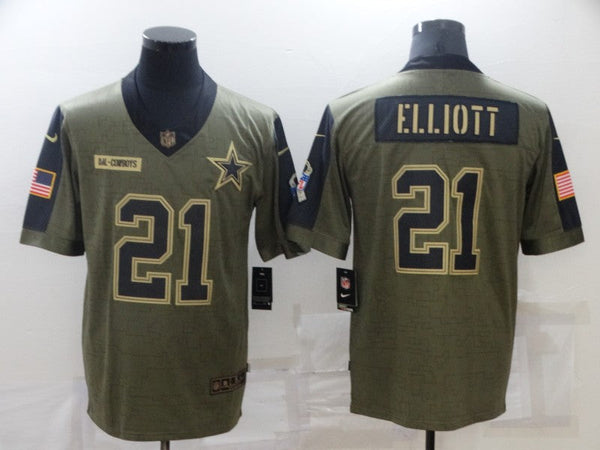 Men's Dallas Cowboys Ezekiel Elliott #21 Brown Player Game Jersey