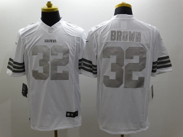 Men's Cleveland Browns Jim Brown #32 White Game Jersey