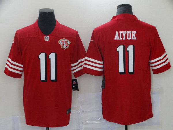 Men's San Francisco 49ers Brandon Aiyuk #11 Red 75th Anniversary Game Jersey