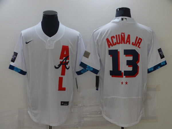 Men's Atlanta Braves Ronald Acu?a Jr. #13 White ALL STAR Replica Jersey