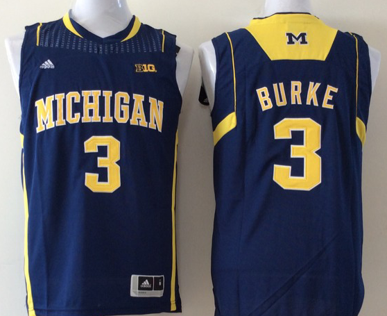 Men's Michigan Wolverines Trey Burke #3 Navy Team Replica Basketball Jersey