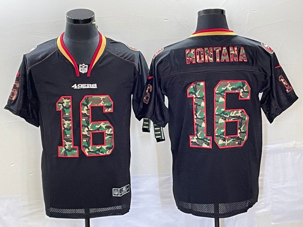 Men's San Francisco 49ers Joe Montana #16 Black Player Jersey