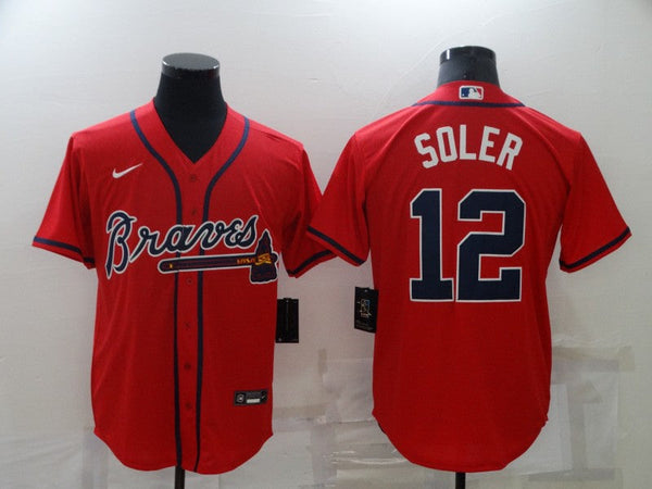 Men's Atlanta Braves Jorge Soler #12 Red Replica Player Jersey