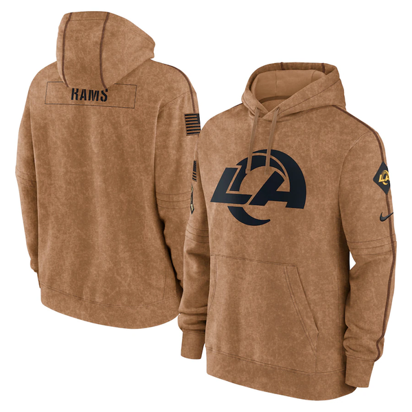 Men's Los Angeles Rams Brown 2023 Salute To Service Club Pullover Hoodie