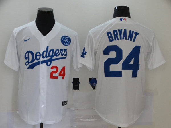 Men's Los Angeles Dodgers Kobe Bryant #24 White Replica Baseball Jersey