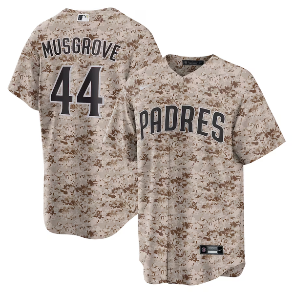 Men's San Diego Padres Joe Musgrove #44 Camo USMC Alternate Replica Player Jersey