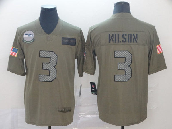 Men's Seattle Seahawks Russell Wilson #3 Brown Game Jersey