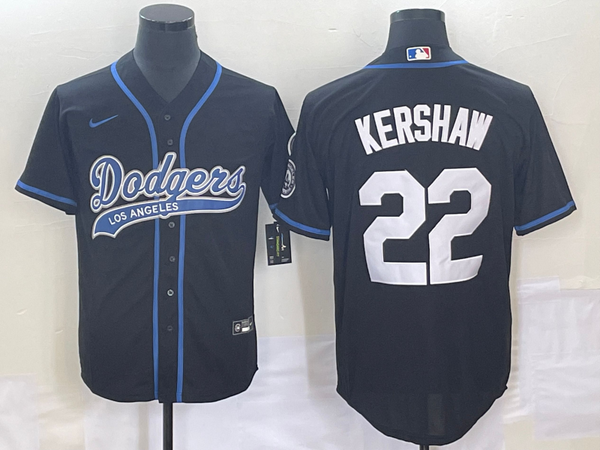 Men's Los Angeles Dodgers Clayton Kershaw #22 Black Player Jersey Joint Edition