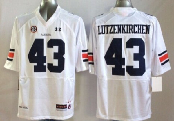 Men's Auburn Tigers Philip Lutzenkirchen #43 White Player Game Jersey