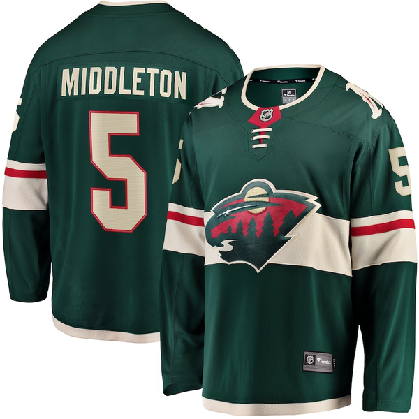 Men's Minnesota Wild Jake Middleton #5 Green Home Breakaway Player Jersey