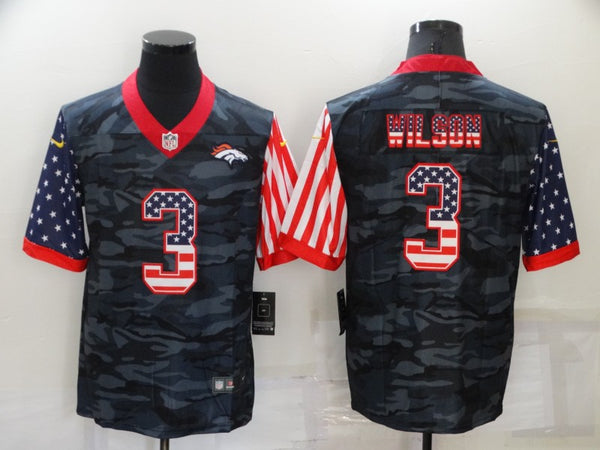 Men's Denver Broncos Russell Wilson #3 Grey Camouflage Player Jersey