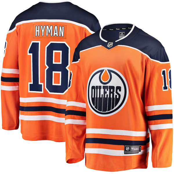 Men's Edmonton Oilers Zach Hyman #18 Orange Home Breakaway Player Jersey