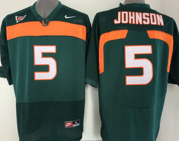 Men's Miami Hurricanes Andre Johnson #5 Green Team Football Jersey