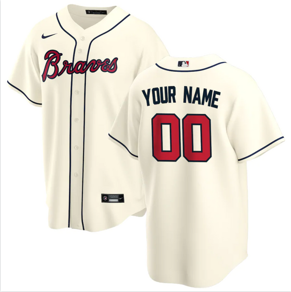 Men's Atlanta Braves Cream Replica Custom Jersey