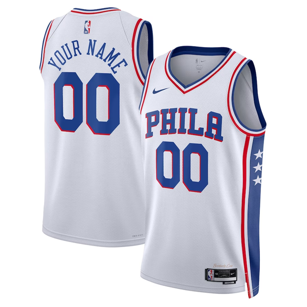 Men's Philadelphia 76ers White 2022/23 Swingman Custom Jersey - Association Edition