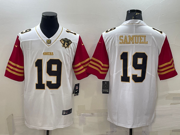 Men's San Francisco 49ers Deebo Samuel #19 White 75th Anniversary Game Jersey