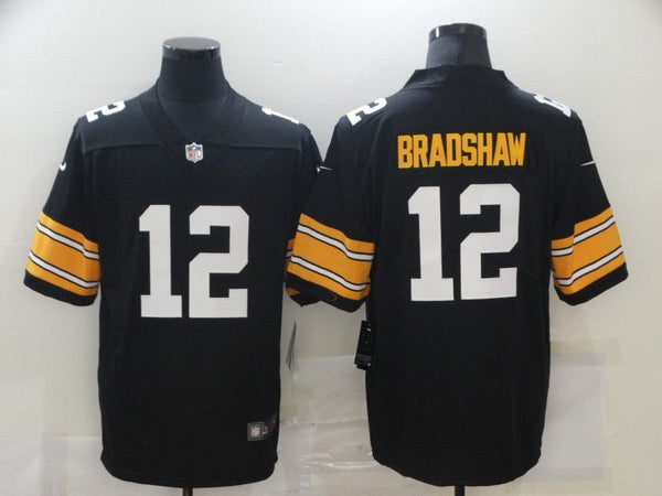 Men's Pittsburgh Steelers Terry Bradshaw #12 Black Player Game Jersey