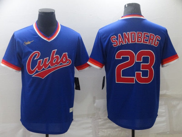 Men's Chicago Cubs Ryne Sandberg #23 Blue Fashion Stitched Jersey