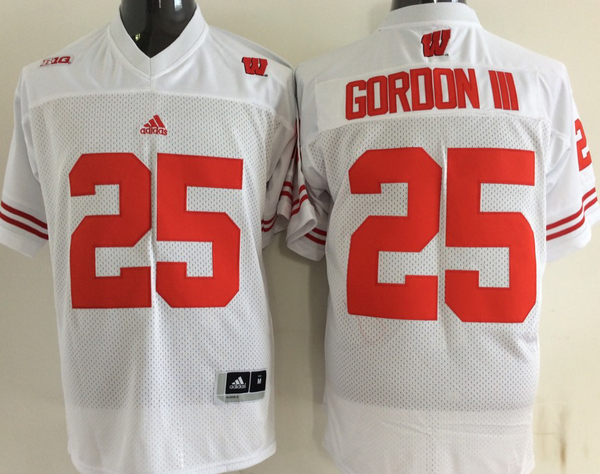 Men's Wisconsin Badgers Melvin Gordon #25 White Player Game Jersey