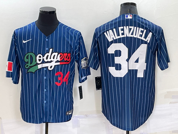 Men's Los Angeles Dodgers Fernando Valenzuela #34 Blue Stitched Game Jersey