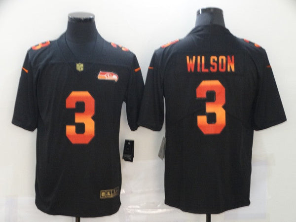 Men's Seattle Seahawks #3 Russell Wilson Black Player Game Jersey