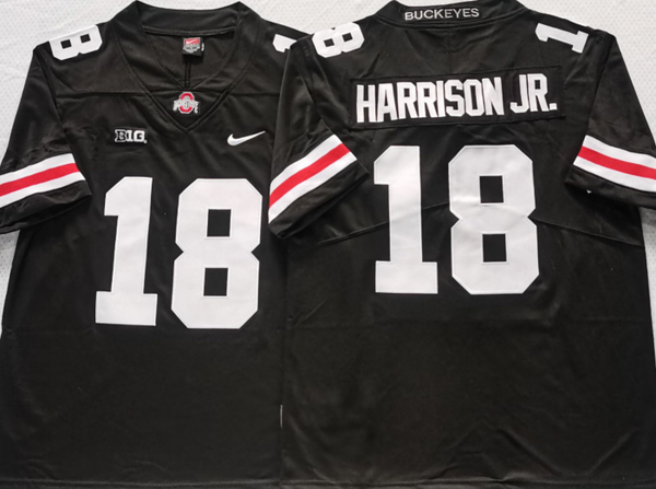 Men's Ohio State Buckeyes Marvin Harrison JR #18 Black Player Jersey