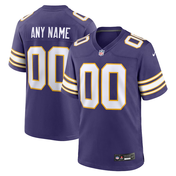 Custom Minnesota Vikings Purple Classic Game Jersey